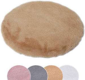 HEQUN Faux Sheepskin Area Rug,Lambskin Fur Rug,Super Soft Faux Rabbit Fur Rug| Fluffy Rug for the Bedroom, Living Room or Nursery | Furry Carpet or Throw for Chairs| No Shedding(brown, 90 X 90cm) - iBuy Africa 