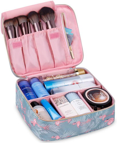 Travel Makeup Bag Large Cosmetic Bag Make up Case Organizer for Women and Girls (Polka Dot) A Flamingo - iBuy Africa 