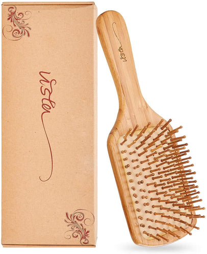 Vista Paddle Hairbrush Natural Anti Static Massage Improve Hair Health Prevent Hair Loss Bamboo Round Hair Brush(Bamboo Round) A - iBuy Africa 