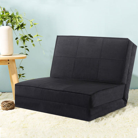 Costway Fold Down Chair Flip Out Lounger Convertible Sleeper Bed Couch Game Dorm Guest Black