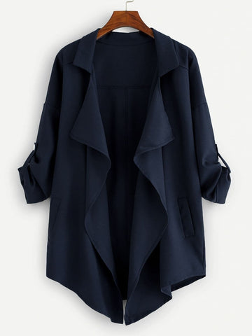 Plus Drop Shoulder Open Front Coat