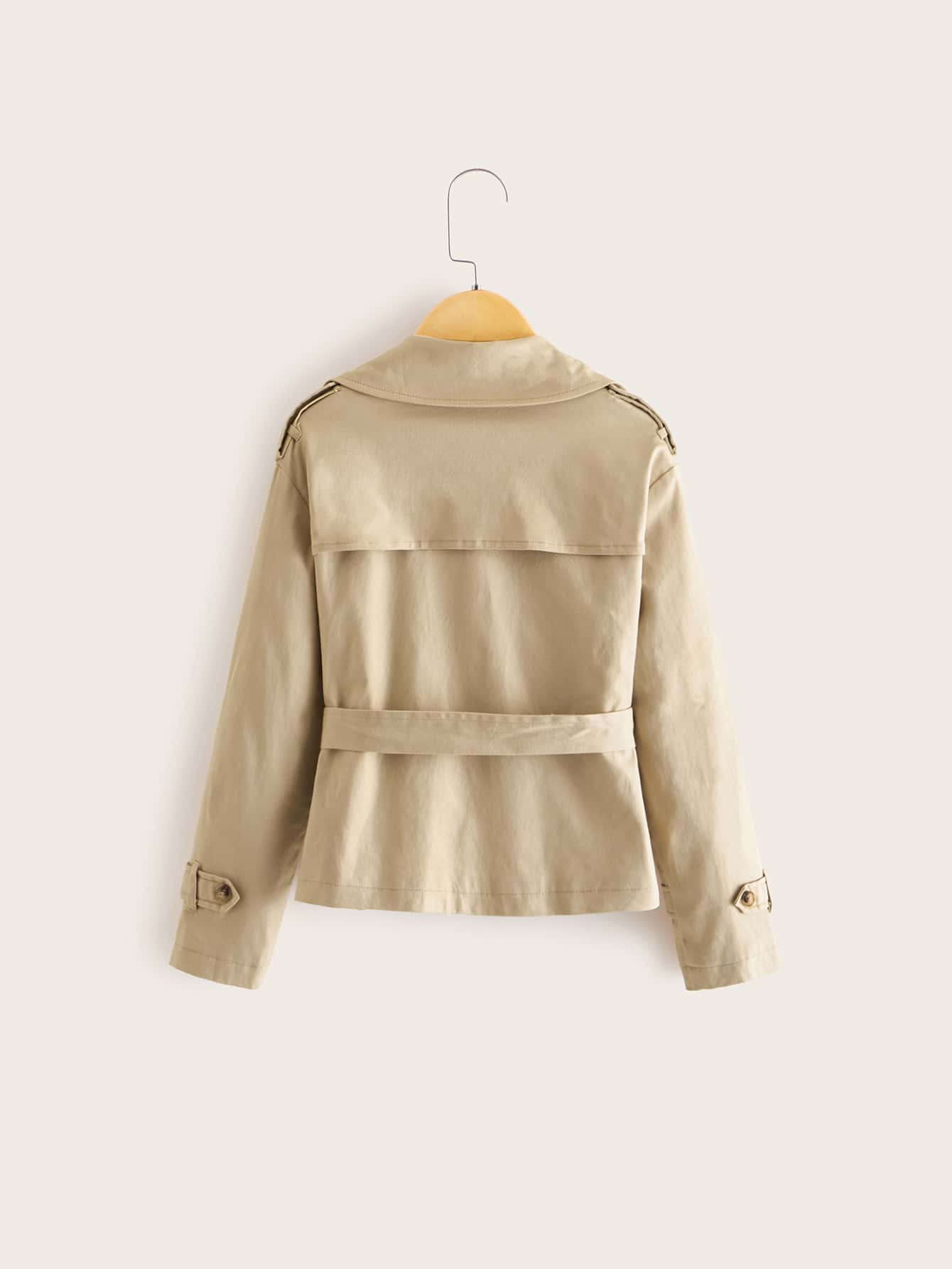Girls Self Belted Double Breasted Wrap Trench Coat - FLJ CORPORATIONS