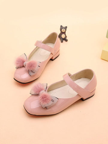 Girls Fluffy Bow Decor Flats - FLJ CORPORATIONS
