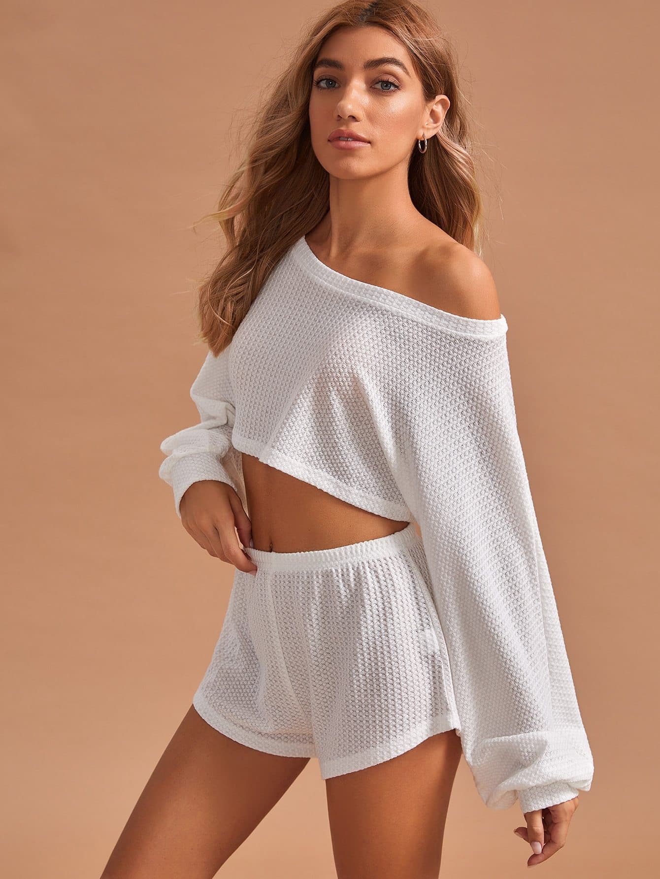 Boat Neck Crop Top PJ Set - FLJ CORPORATIONS