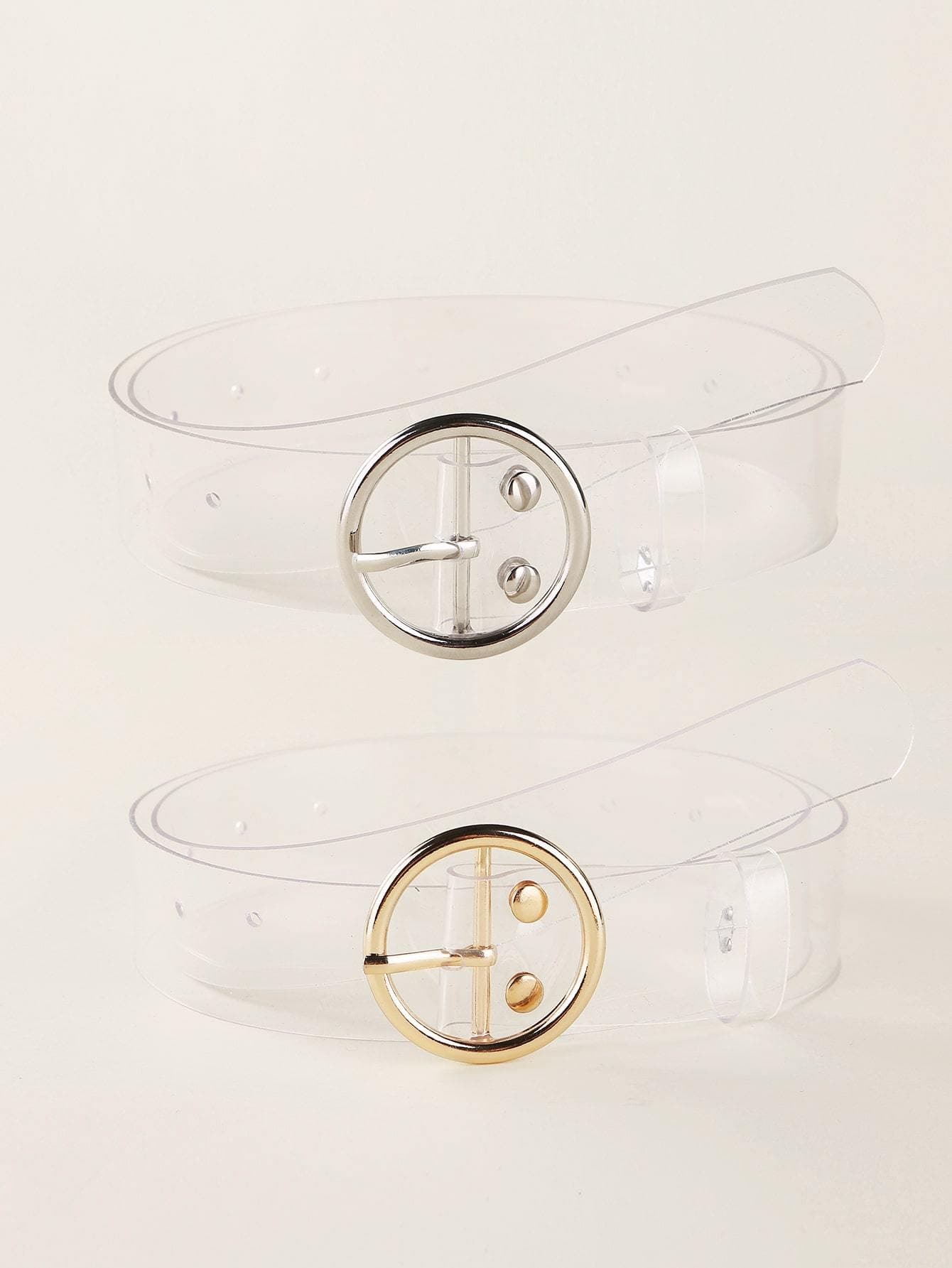 2pcs Clear Round Buckle Belt - FLJ CORPORATIONS