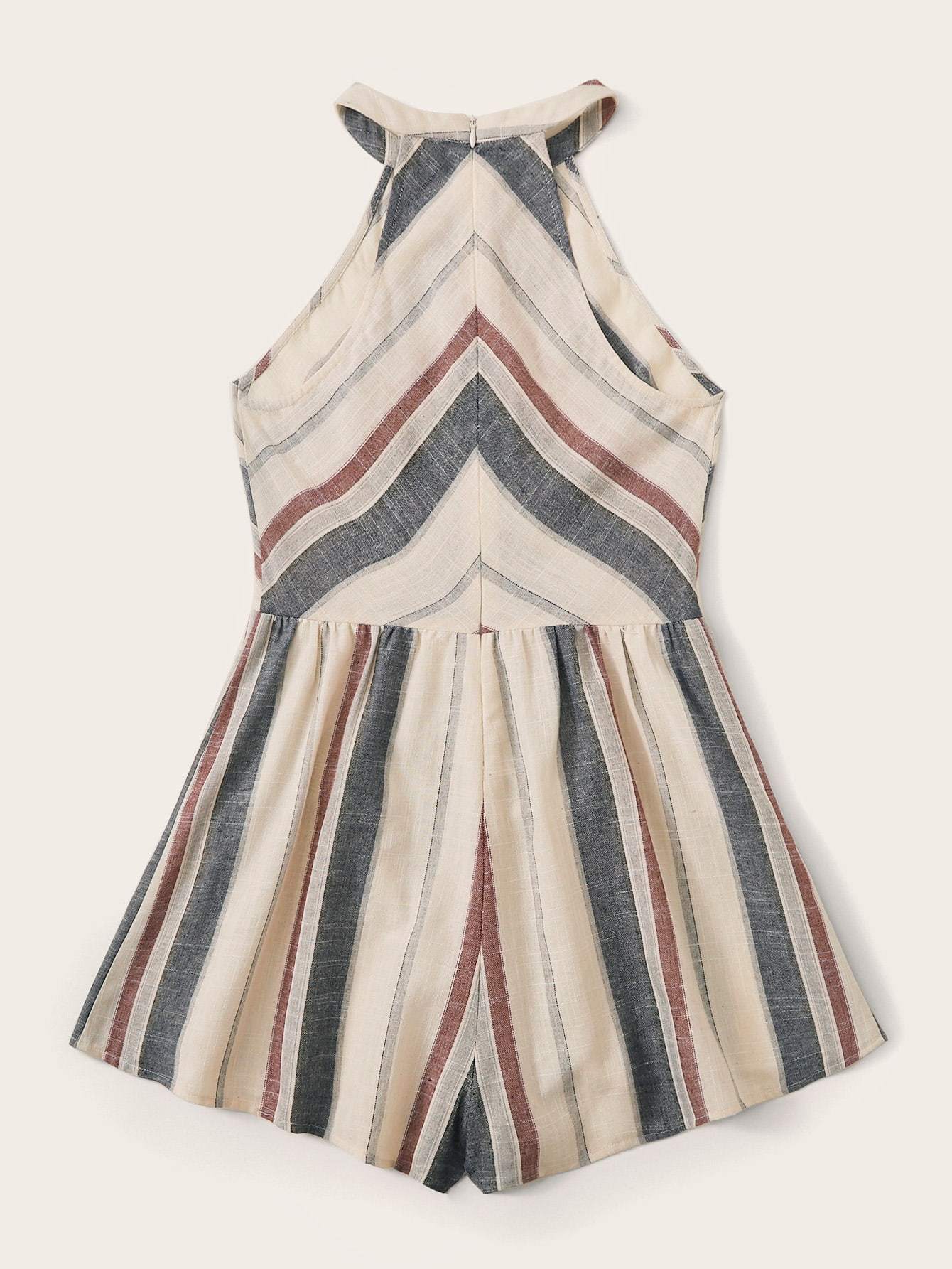 Plus Halterneck Striped Romper - FLJ CORPORATIONS