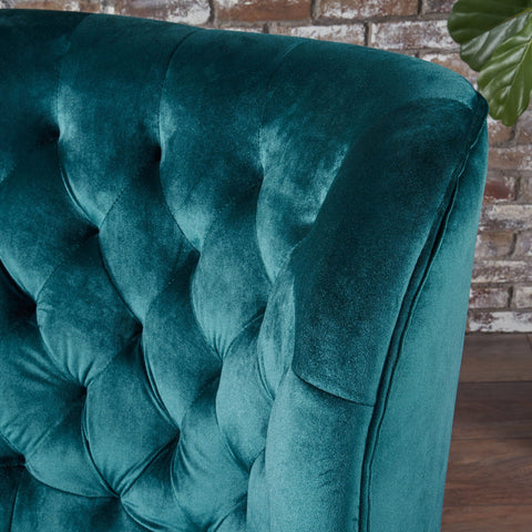 Noble House Taressi Velvet Club Chair,Teal