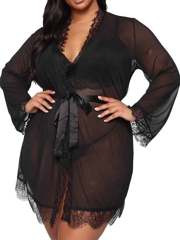 Plus Size Sexy Long Sleeve Sleepwear - FLJ CORPORATIONS