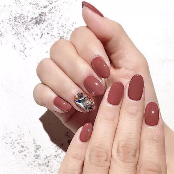 24pcs/set Light Grey Rhinestone Short Size Design Artificial DIY Fashion with glue fake nails press on - FLJ CORPORATIONS