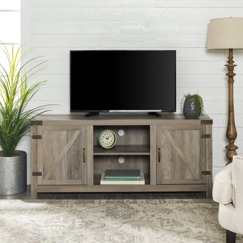 Manor Park Modern Farmhouse Barn Door TV Stand for TVs up to 65" - Gray Wash