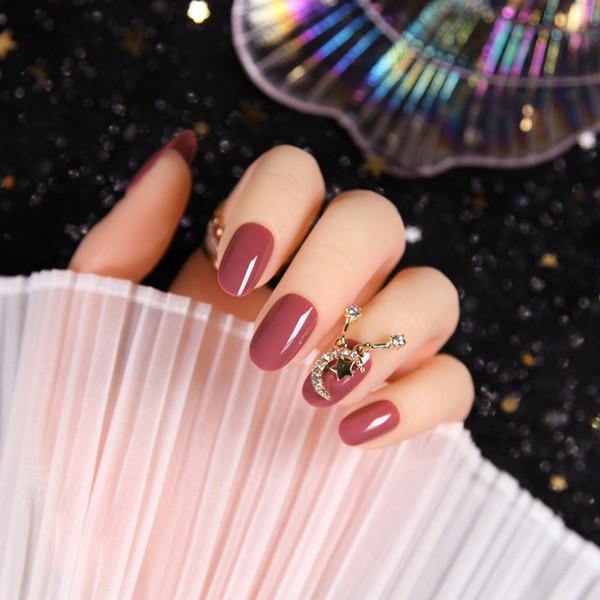 24pcs/set Light Grey Rhinestone Short Size Design Artificial DIY Fashion with glue fake nails press on - FLJ CORPORATIONS