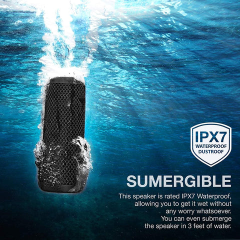Photive HYDRA II Bluetooth Speaker Wireless Waterproof Portable Audio. 10-Watt Dual Subwoofer. 10-Hours of Continuous Play.