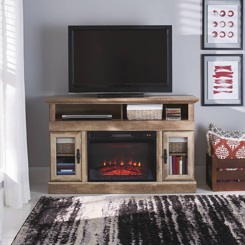 Better Homes & Gardens Crossmill Fireplace Media Console for TVs up to 60", Weathered Finish