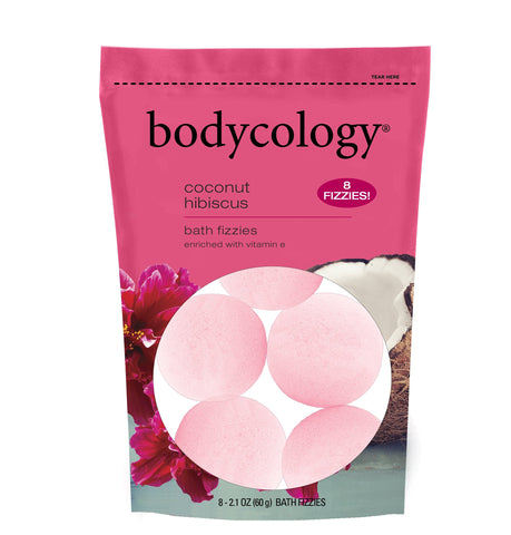 Bodycology Coconut Hibiscus Bath Fizzies with Vitamin E, 8 Ct, 2.1 oz each - FLJ CORPORATIONS