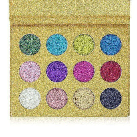 Imagic 12 Color Highly Pigmented Diamond Glitter Eye Shadow Palette Flash Shimme - FLJ CORPORATIONS