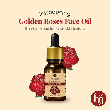 Vanity Wagon | Buy Herbal Me Golden Roses Natural Face Oil with Rose, Rosehip & 23K Gold Flakes