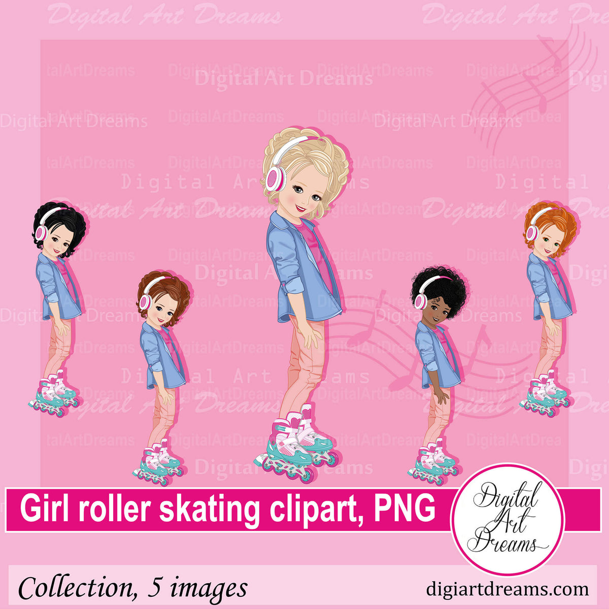 roller skating girl clipart