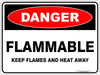Danger Flammable Keep Heat and Flames Away