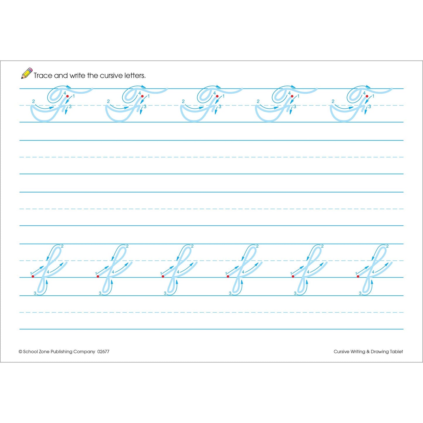 Cursive Writing & Drawing Tablet Workbook - 96 Pages, Ages 7+, Skip-A-Line Ruled Writing Paper, Practice Handwriting, Letters, Words, and More