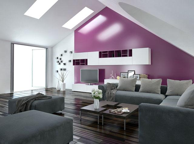appartement décoré en violet