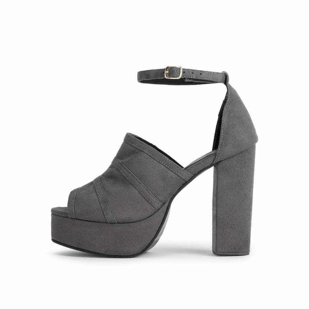 gray block heels