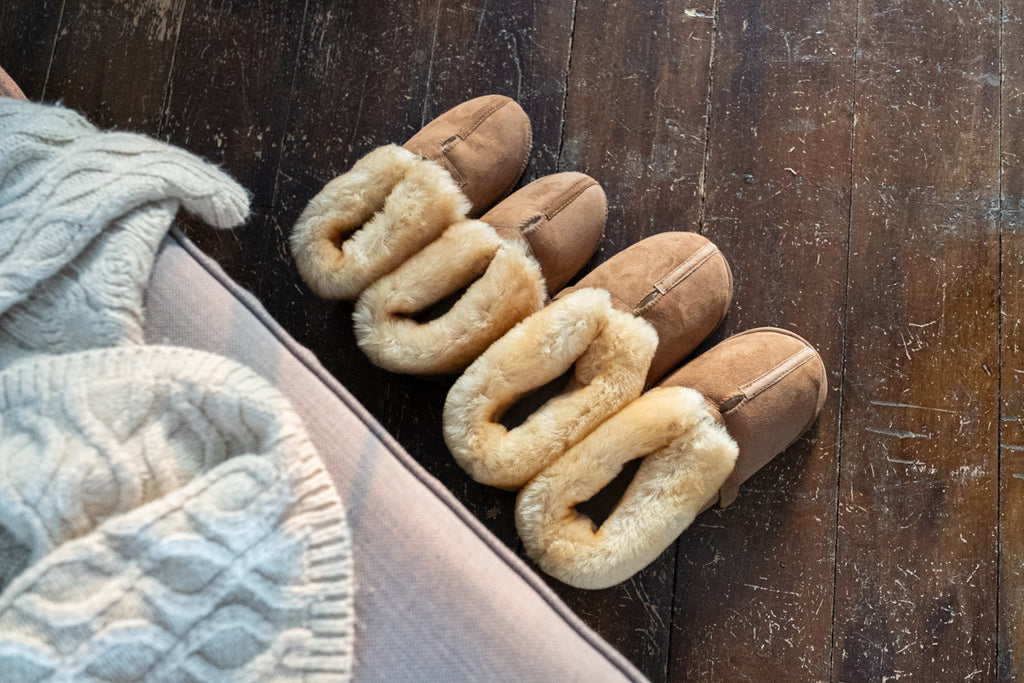 men's and women's sheepskin slippers made in Canada