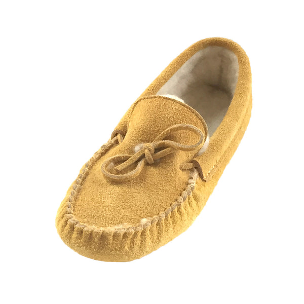 mens suede sheepskin moccasin slippers with soft sole