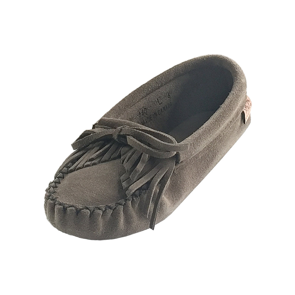 Women&#39;s Soft Sole Gray Genuine Suede Moccasin Slippers for Sale Online – Leather-Moccasins