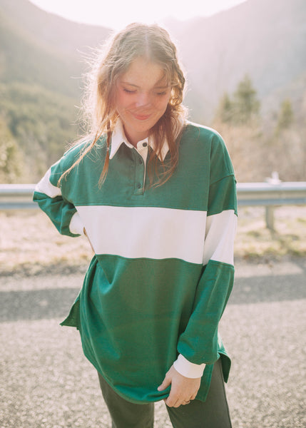 cornwall camping trip top in green