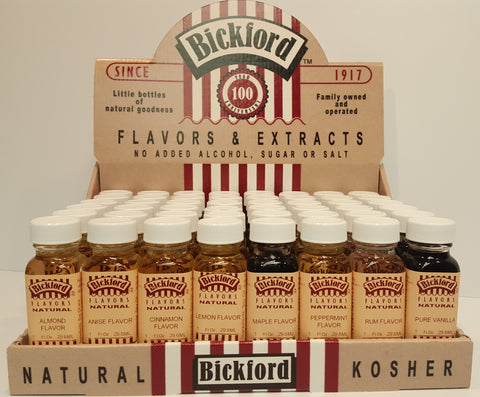 1oz bottle display rack of Bickford flavors