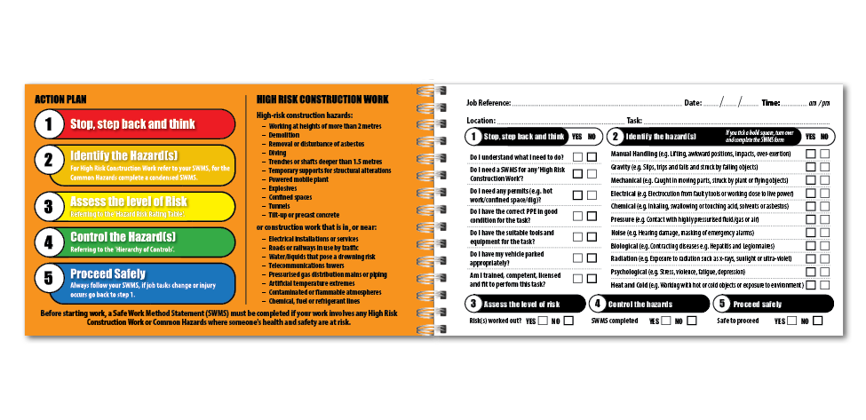 take 5 safety book, risk assessment table