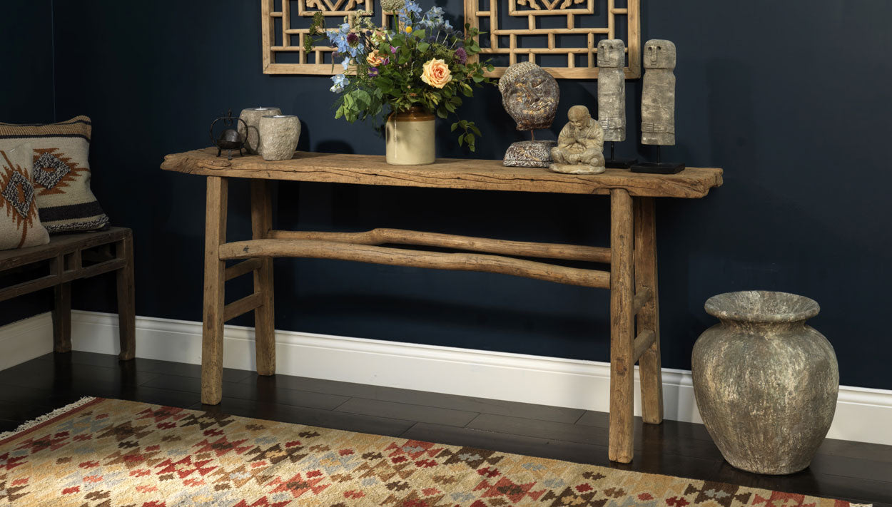 Rustic Plank Top Console Tabe