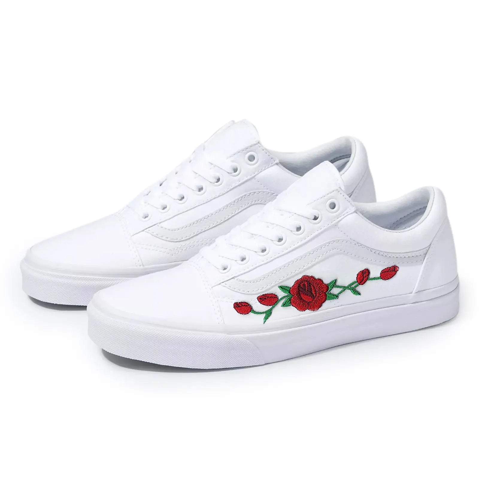 Vans White Old Red Handmade Shoes By Patch Collection