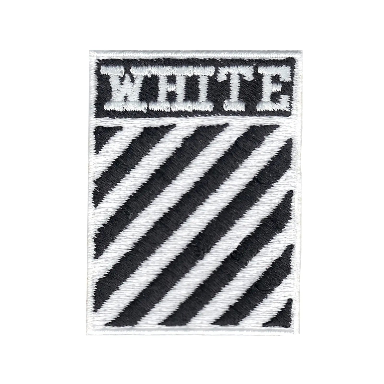 White Stripes Box Logo DIY Iron On Embroidered Applique Patch