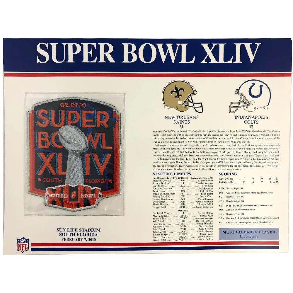 Lids Fanatics Authentic 2010 Saints vs. Colts Framed 36 x 48 Canvas Super  Bowl XLIV Program