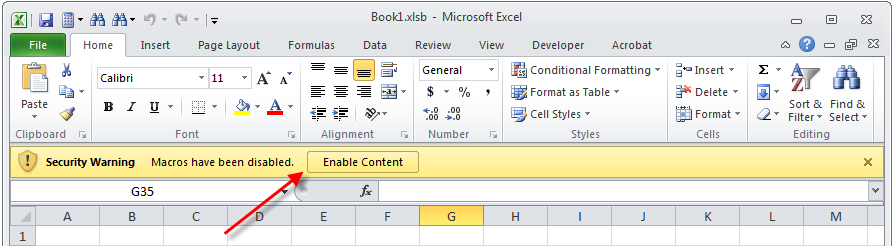 How to enable disable macros in Excel 2010 or higher