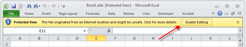 Excel protected view enable editing