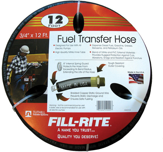022315A fuel transfer hose with static wire.12 ft New. long Fill-Rite 3/4 in 