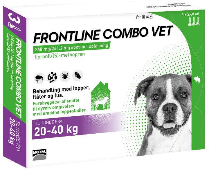 Combo Vet 3-pak til mod lopper, flåter og lus på hunde 20-40 kg hunde