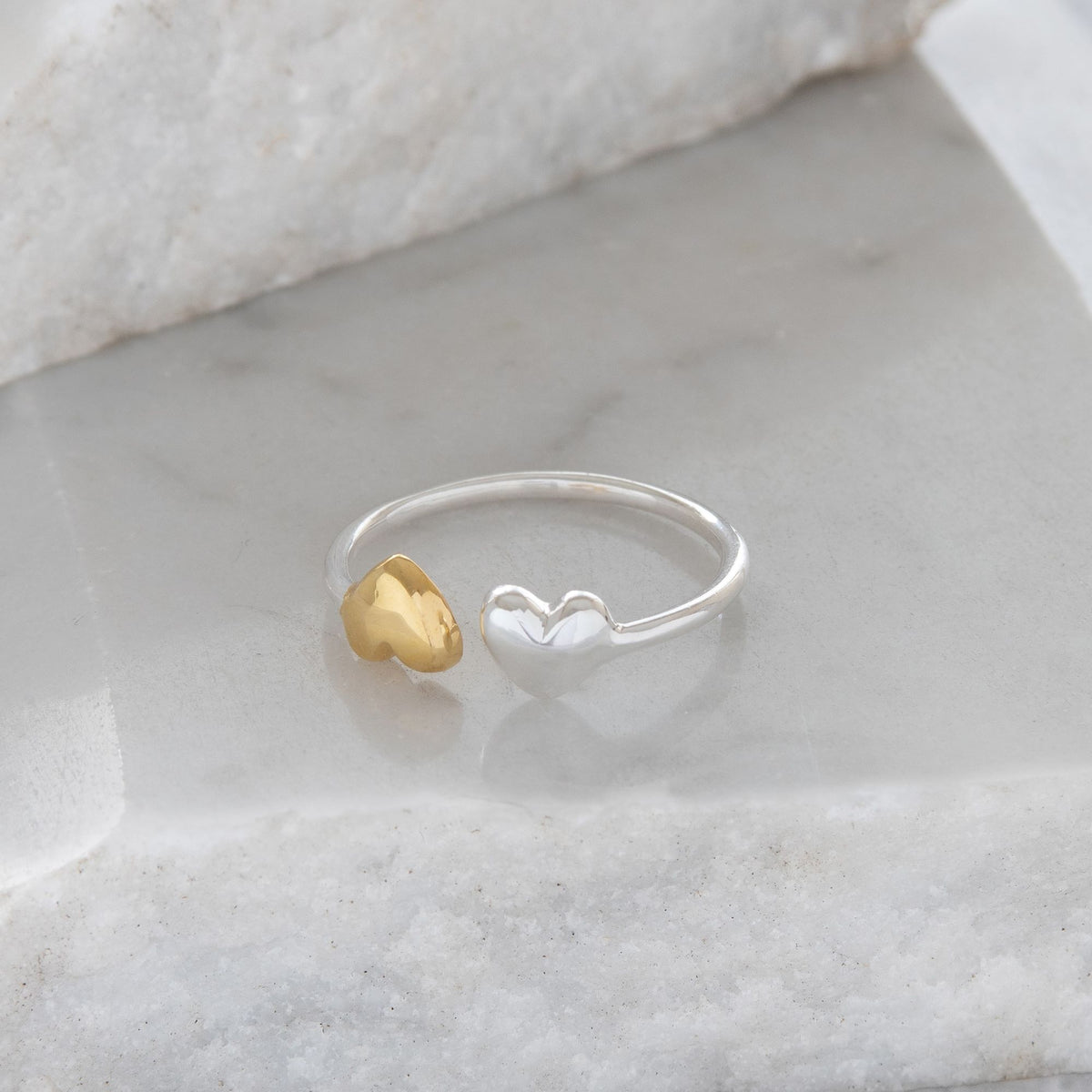 Gold Heart Ring Adjustable Ring