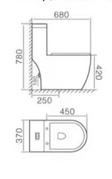 Washdown WC Complete Set (S-250mm) - Black Matt