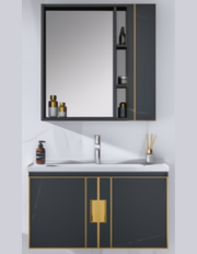 Art Moderne Black Aluminium Basin Cabinet