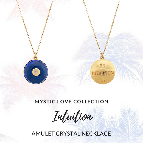 Amulet crystal gold chain necklace