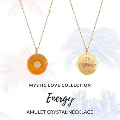Amulet crystal gold chain necklace