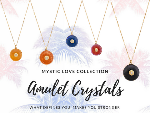 amulet crystal gold chain necklace