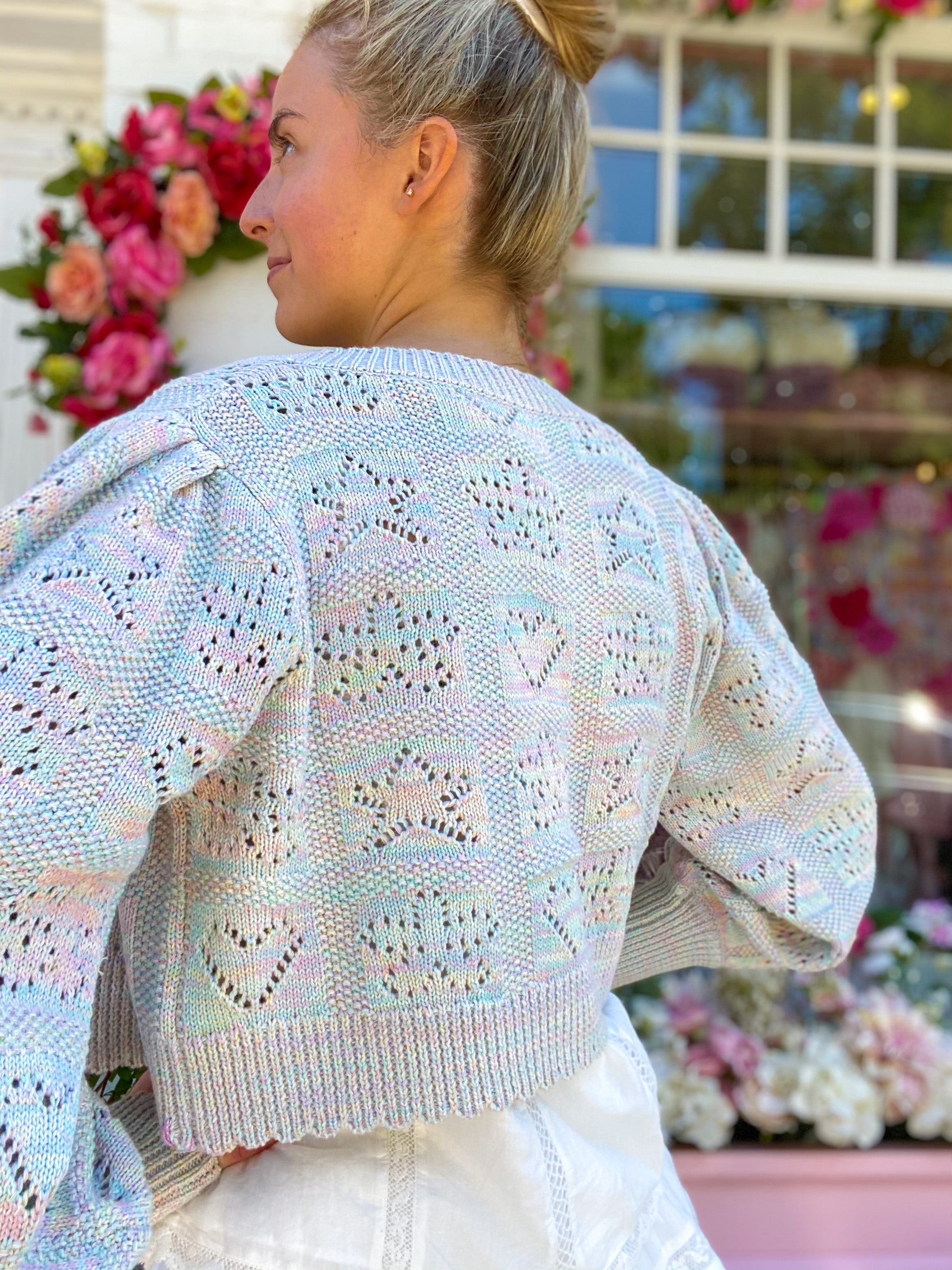 Lata Cropped Cardigan-Pastel Rainbow