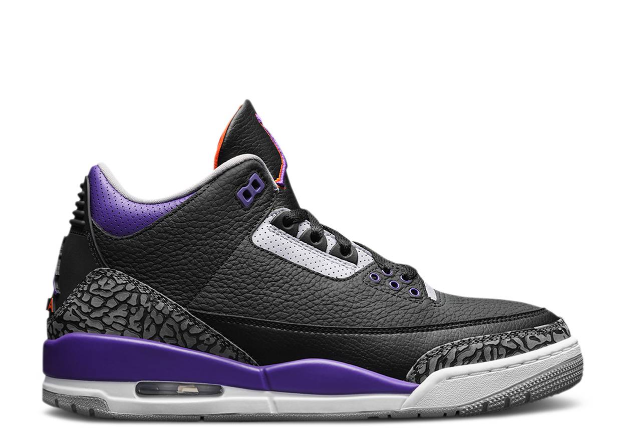 black and purple jordan 3s