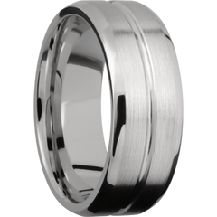 Beveled with Center Accent Groove Men's Wedding Band