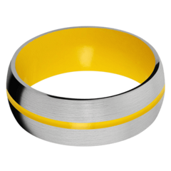 Titanium Men's Wedding Band with Corvette Yellow Cerakote