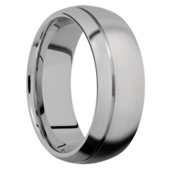 Domed with Off Center Accent Groove Men's Wedding Band
